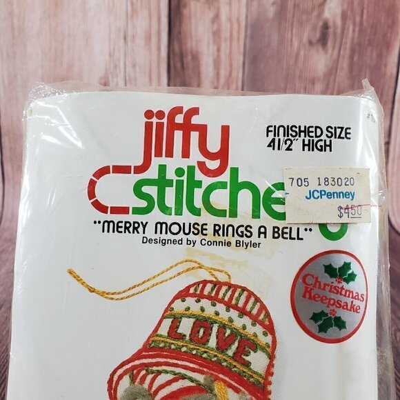 Vtg New Jiffy Stitchery Kit Merry Mouse Rings A Bell Embroidery Kit #101 - Picture 4 of 9